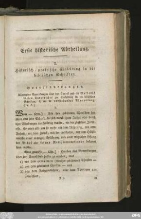 I. Historisch-praktische Einleitung in die biblischen Schriften.