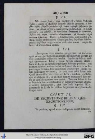 Caput II. De Secretione Bilis Atque Excretione Ejus.