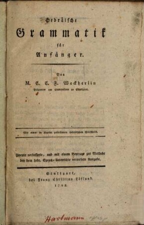 Hebräische Grammatik für Anfänger