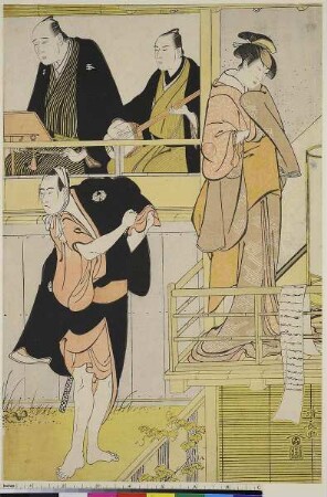 Die Schauspieler Nakamura Rikō I als Tanba-ya Otsuma und Ichikawa Yaozō III als Furute-ya Hachirōbei