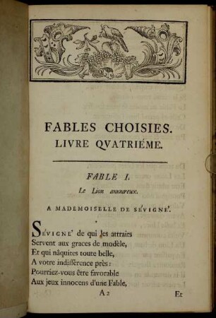 Fable I. - Le Lion amoureux. - Fable XI. La Grenouille & le Rat.