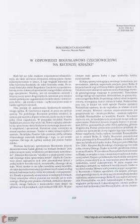 56: W opdowiedzi bogusławowi czechowiczowi na recenzje̜ ksia̜żki