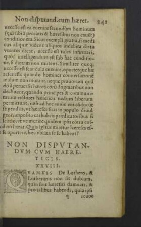 Non disputandum cum haereticis. XXVIII.