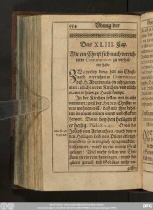 Das XLIII. Cap. Wie ein Christ sich nach verrichteter Communion zu verhalten habe.