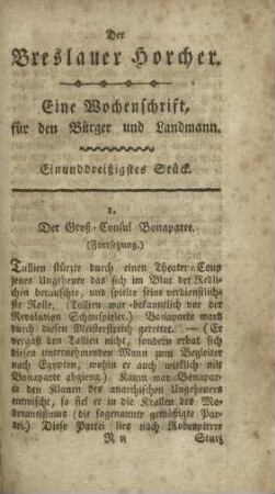 Breslauer Horcher, Einunddreißigstes Stück