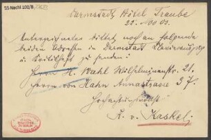 Brief an B. Schott's Söhne : 22.11.1903
