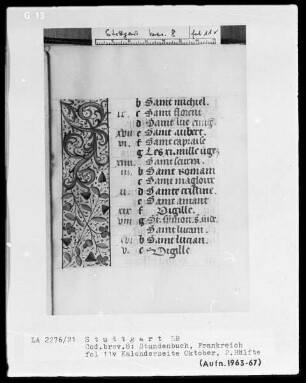 Lateinisch-französisches Stundenbuch — ---, Folio 2 recto - 13 versoTeilbordüre, Folio 11verso