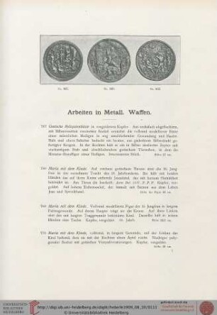 Arbeiten in Metall. Waffen (Nr. 767-887)