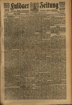 Erste Ausgabe vom Mittwoch, den 28. September 1910.