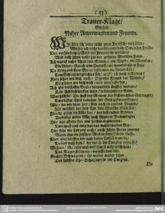 Trauer-Klage, Etlicher Naher Anverwanten und Freunde