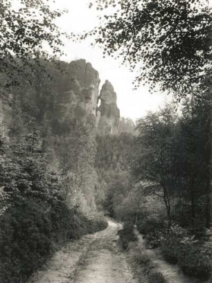 Sächsische Schweiz, Affensteine. Wilder Kopf vom Unteren Affensteinweg (von Norden)