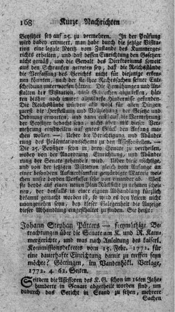 Freymüthige Betrachtungen über die Senate am kaiserlichen und Reichscammergerichte.