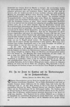 XV. In der Front bei Cambrai und die Vorbereitungszeit für die Offensive