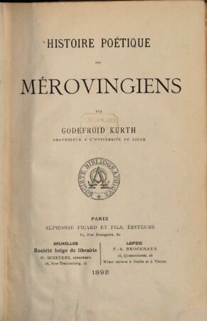Histoire poétique des Mérovingiens