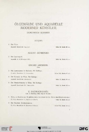 Ölgemälde und Aquarelle moderner Künstler (Nr. 1 - 187)