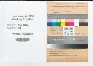 Entnazifizierung Ferdinand Von Wrede , geb. 31.03.1898 (Korvettenkapitaen)