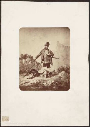 Prinz Friedrich Karl, Cousin Wilhelms II., im Jagdkostüm, Ganzfigur.