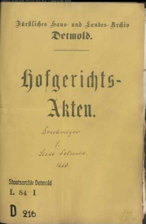 Dreckmeier, Gebrüder, in sp. Henrich Dreckmeyer gegen Stadt Detmold - Schuldforderung