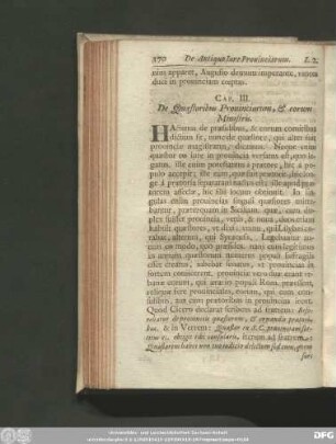 Cap. III. De Quaestoribus Provinciarum, & eorum Ministris.
