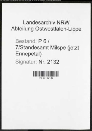 Namensverzeichnis Milspe (jetzt Ennepetal), Todesfälle