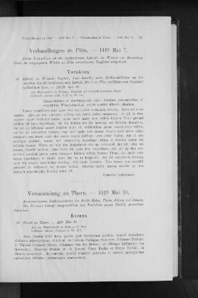 Verhandlungen zu Plön. - 1419 Mai 7.