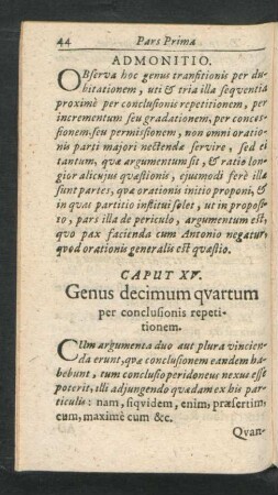 Caput XV. Genus decimum quartum per conclusionis repetitionem.