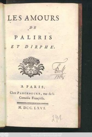 Les Amours De Paliris Et Dirphé