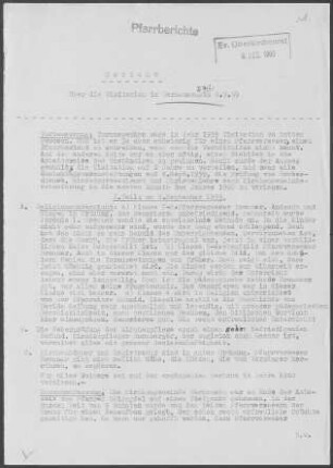 Gerhausen: Visitationsbericht mit Pfarrbericht 1959/60
