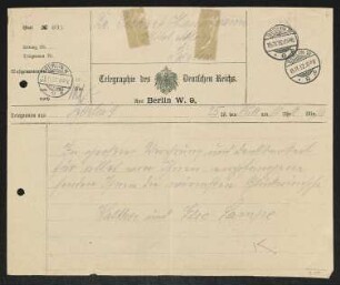 Brief von Walther Lampe und Else Lampe an Gerhart Hauptmann