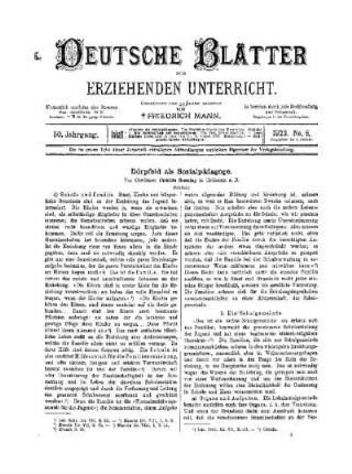 Dörpfeld als Sozialpädagoge : (Schluß)