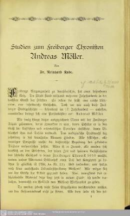 Studien zum Freiberger Chronisten Andreas Möller