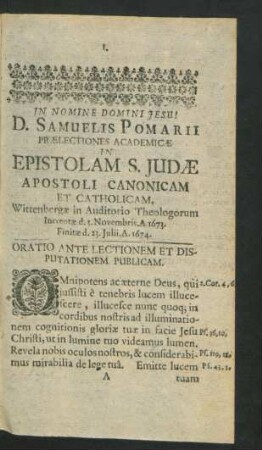 Praelectiones Academicae In Epistolam S. Judae Apostoli Canonicam Et Catholicam ...