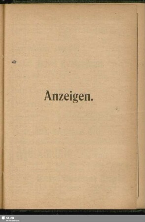 Anzeigen Bäder, Sommerfrischen, Kuranstalten, Hotels, Pensionen, Restaurationen etc.