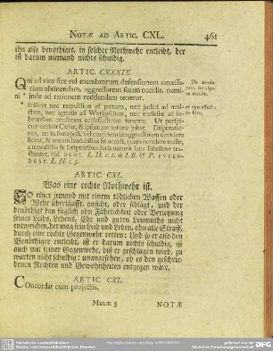 Artic. CXL. Was eine rechte Nothwehr ist