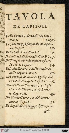 Tavola de' capitoli