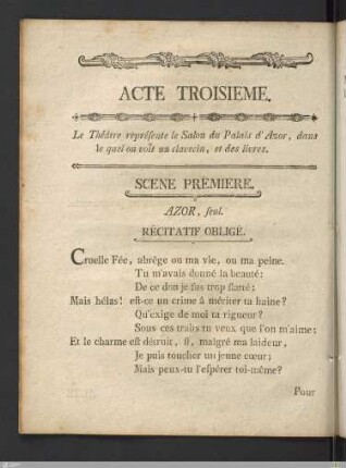 Acte Troisieme: Scene Premiere.