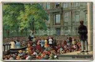 Sammelbild "Ansprache des Kaisers" der Schuhfabrik Häfner in Follbach der Serie " Der Weltkrieg 1914" (Serie 796, Nr. 1)