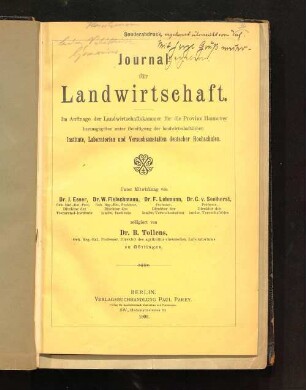 Über die landwirtschaftlichen Verhältnisse Germaniens um den Beginn unserer Zeitrechnung