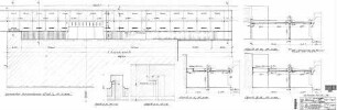 Pforzheim Hbf: Bahnsteigdach Gleis 1 / 1. BA - Untersichtsicht und Querschnitte Überdachung