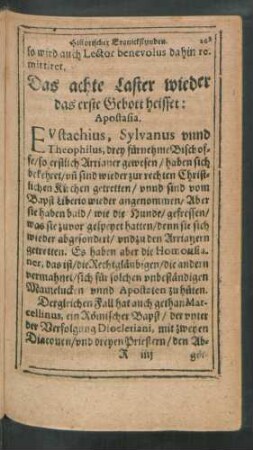 Das achte Laster wieder das erste Gebott heisset: Apostasia.