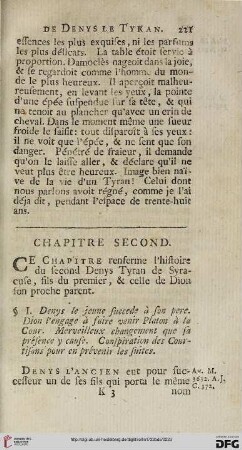 Chapitre second