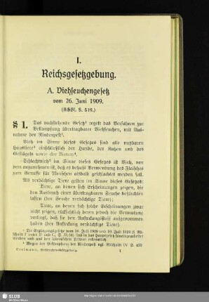 I. Reichsgesetzgebung