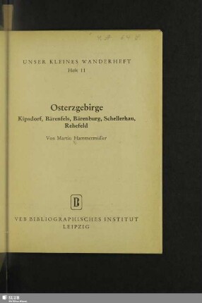 Osterzgebirge : Kipsdorf, Bärenfels, Bärenburg, Schellerhau, Rehefeld