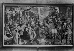 Der Aachener Altar / Passionstriptychon — Kreuztragung und Kreuzigung Christi