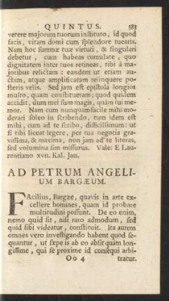 Ad Petrum Angelium Bargaeum
