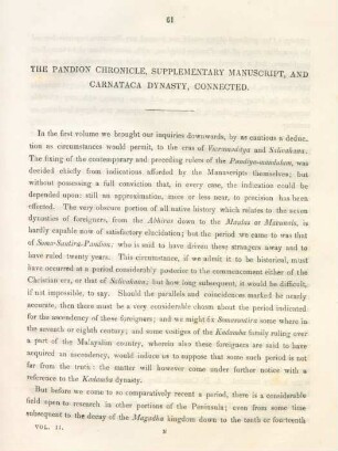 The Pandion Chronicle, supplementary manuscript, and Carnataca Dynasty, connected