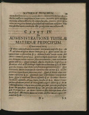 Caput IV. De Administratione Tutelae Maternae Principum.