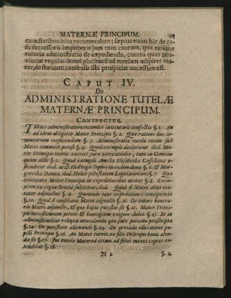 Caput IV. De Administratione Tutelae Maternae Principum.