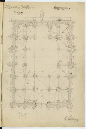 Alte Pfarrkirche, Regensburg: Grundriss EG (aus: Skizzen- und Fotoalbum 2)