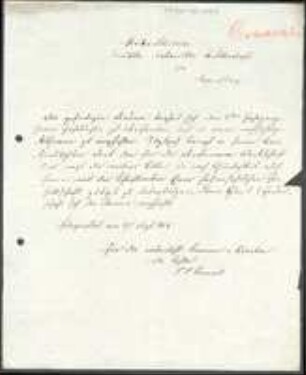 Brief von Joseph Leodegar Canaval an Regensburgische Botanische Gesellschaft